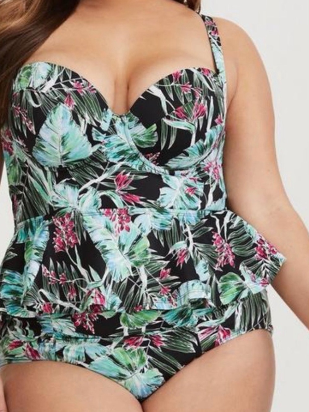 NWT Torrid Tropical Print Peplum Tankini Top
